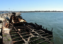 The Wreck Of The Adolphe On Stockton Breakwall (Newcastle, NSW, Australia). The Adolphe Was A Sailing Ship That Was Wrecked At The Mouth Of The Hunter River, In 1904.