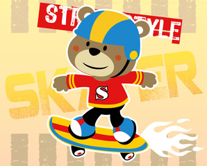 Canvas Print - Animal skater in action, vector cartoon illustration