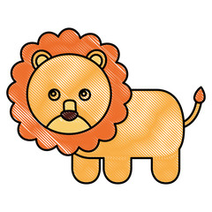 Sticker - cute baby lion animal image vector illustration drawing