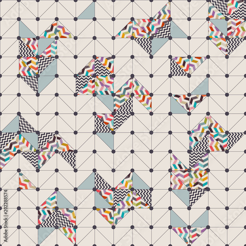 Obraz w ramie Wallpaper design, seamless mesh with colorful patterns, esp10 vector