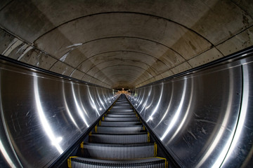 Canvas Print - Underground Metro subway moving escalator in washington dc