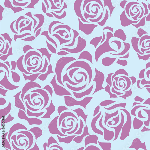 バラのイラスト 紫 薔薇の模様の連続柄 シームレスデザイン 背景イラスト Stock Vector Adobe Stock