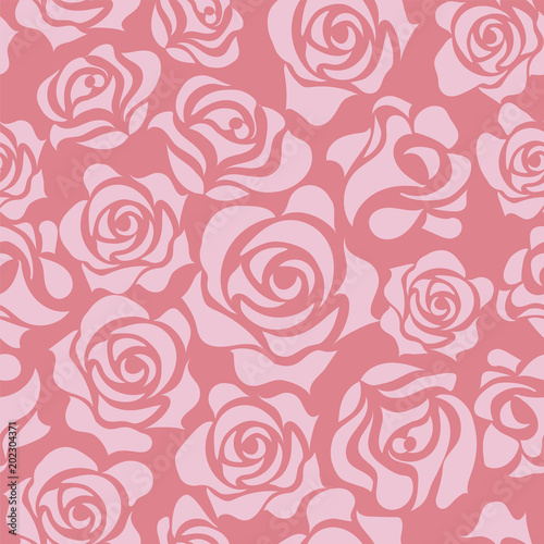バラのイラスト ピンク 薔薇の模様の連続柄 シームレスデザイン 背景イラスト Stock 벡터 Adobe Stock