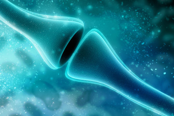 Wall Mural - synapse and neuron cells sending electrical chemical signals. 3d rendering