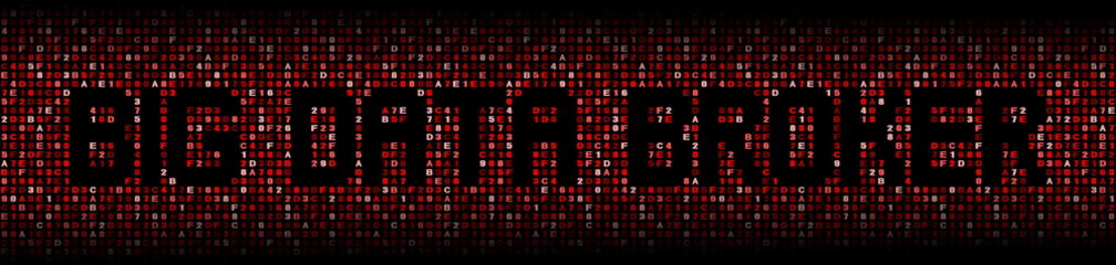 Wall Mural - Big Data Broker text on red hex background illustration