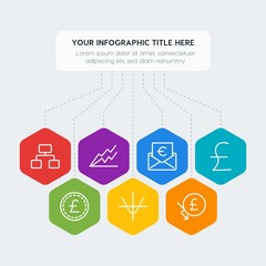 Poster - Flat geometric money, charts infographic steps template with 7 options for presentations, advertising, annual reports