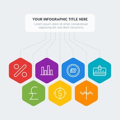 Poster - Flat geometric money, charts infographic steps template with 7 options for presentations, advertising, annual reports