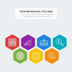 Poster - Flat geometric money, charts infographic steps template with 7 options for presentations, advertising, annual reports