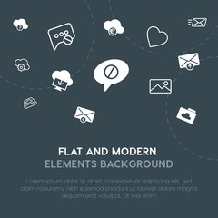 Poster - cloud and networking, chat and messenger, email outline, fill vector icons and elements background concept on dark background.Multipurpose use on websites, presentations, brochures and more.