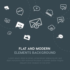 Poster - cloud and networking, chat and messenger, email outline, fill vector icons and elements background concept on dark background.Multipurpose use on websites, presentations, brochures and more.