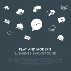 Poster - cloud and networking, chat and messenger, email outline, fill vector icons and elements background concept on dark background.Multipurpose use on websites, presentations, brochures and more.