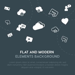 Poster - cloud and networking, chat and messenger, email outline, fill vector icons and elements background concept on dark background.Multipurpose use on websites, presentations, brochures and more.