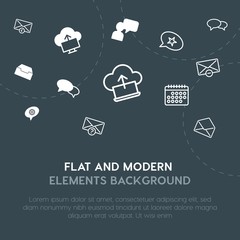 Poster - cloud and networking, chat and messenger, email outline, fill vector icons and elements background concept on dark background.Multipurpose use on websites, presentations, brochures and more.