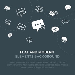 Poster - cloud and networking, chat and messenger, email outline, fill vector icons and elements background concept on dark background.Multipurpose use on websites, presentations, brochures and more.