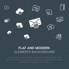 Poster - cloud and networking, chat and messenger, email outline, fill vector icons and elements background concept on dark background.Multipurpose use on websites, presentations, brochures and more.