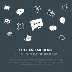 Poster - cloud and networking, chat and messenger, email outline, fill vector icons and elements background concept on dark background.Multipurpose use on websites, presentations, brochures and more.