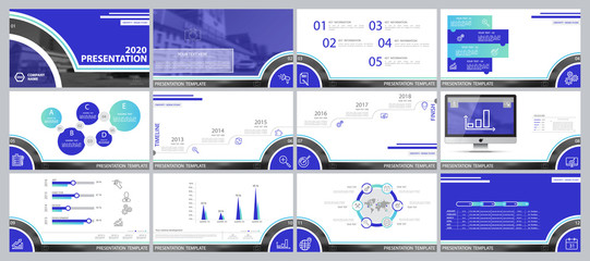 Blue, green, elements for infographics on a white background. The best set of presentation templates. Presentation, leaflet and flyer, corporate report, marketing, advertising, supernova, annual repor