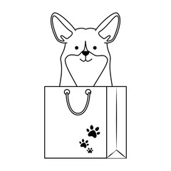 Wall Mural - cute dog in shopping bag character vector illustration design