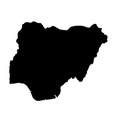 Fototapete - black silhouette country borders map of Nigeria on white background of vector illustration