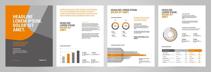 Poster - Presentation Template design. Business data graphs. Vector financial and marketing charts.