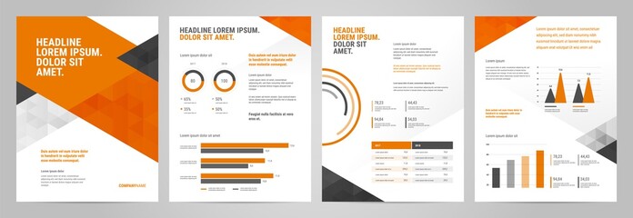 Poster - Presentation Template design. Business data graphs. Vector financial and marketing charts.