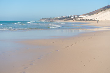 Sticker - Sandy beaches in the Canaries Islands Morro Jable, Fuerteventura, Canary Islands, Spain