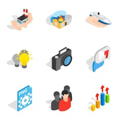 Poster - Business approach icons set. Isometric set of 9 business approach vector icons for web isolated on white background