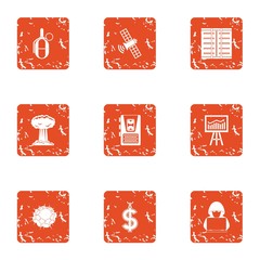 Poster - Cyber diversion icons set. Grunge set of 9 cyber diversion vector icons for web isolated on white background