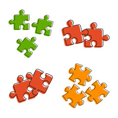 Poster - Puzzle icon set. Color outline set of puzzle vector icons for web design isolated on white background