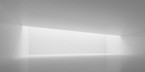 Wall Mural - Abstract of minimal architecture space with white concrete wall and light and shadow of the sun,3D render	