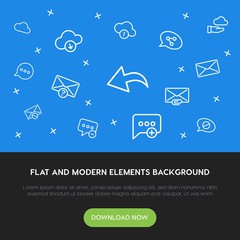 Poster - cloud and networking, chat and messenger, email outline vector icons and elements background concept on blue background.Multipurpose use on websites, presentations, brochures and more