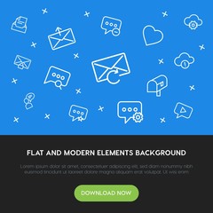 Poster - cloud and networking, chat and messenger, email outline vector icons and elements background concept on blue background.Multipurpose use on websites, presentations, brochures and more