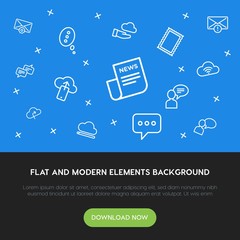 Poster - cloud and networking, chat and messenger, email outline vector icons and elements background concept on blue background.Multipurpose use on websites, presentations, brochures and more