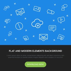 Poster - cloud and networking, chat and messenger, email outline vector icons and elements background concept on blue background.Multipurpose use on websites, presentations, brochures and more