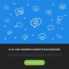 Poster - cloud and networking, chat and messenger, email outline vector icons and elements background concept on blue background.Multipurpose use on websites, presentations, brochures and more