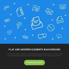 Poster - cloud and networking, chat and messenger, email outline vector icons and elements background concept on blue background.Multipurpose use on websites, presentations, brochures and more