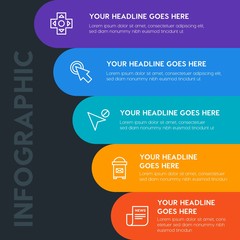 Poster - Flat cloud and networking, cursors, email infographic steps template with 5 options for presentations, advertising, annual reports.