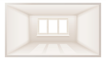 Wall Mural - Empty Room Vector. Clean Wall. Sunlight Falling Down. Three Dimensional Space. 3d Realistic Illustration