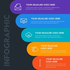 Poster - Flat cloud and networking, cursors, email infographic steps template with 5 options for presentations, advertising, annual reports.