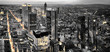 Black and white photography of Frankfurt. High resolution aerial panoramic view of Frankfurt, Germany at dusk.