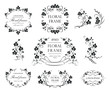 Set of floral frames and labels. Collection of original floral design elements. Vector calligraphy swirls, swashes, ornate motifs. 