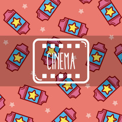 Canvas Print - Cinema cute cartoons pattern background