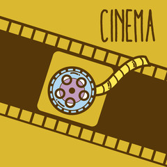 Canvas Print - Cinema cartoon symbol over reel background