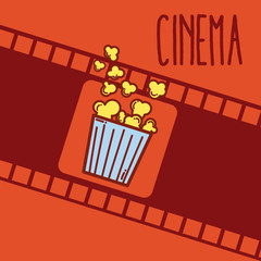 Canvas Print - Cinema cartoon symbol over reel background