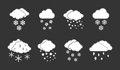 Poster - Snow cloud icon set vector white isolated on grey background 