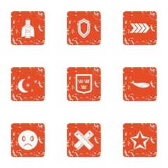 Poster - Nighttime icons set. Grunge set of 9 nighttime vector icons for web isolated on white background