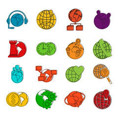 Poster - global icon set. color outline set of global vector icons for web design isolated on white backgroun