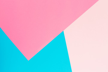 Blue and pink pastel background. Flat lay. Top view. Pastel colors