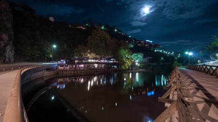 night timelapse of miljacka river