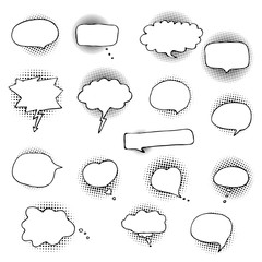 Wall Mural - Big Set of hand drawn Comic Speech Bubbles. Vector Illustration isolated on white